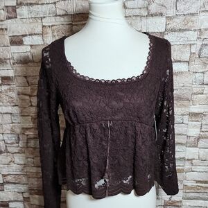 La Peche Brand New Elegant Lace Long Sleeve Top